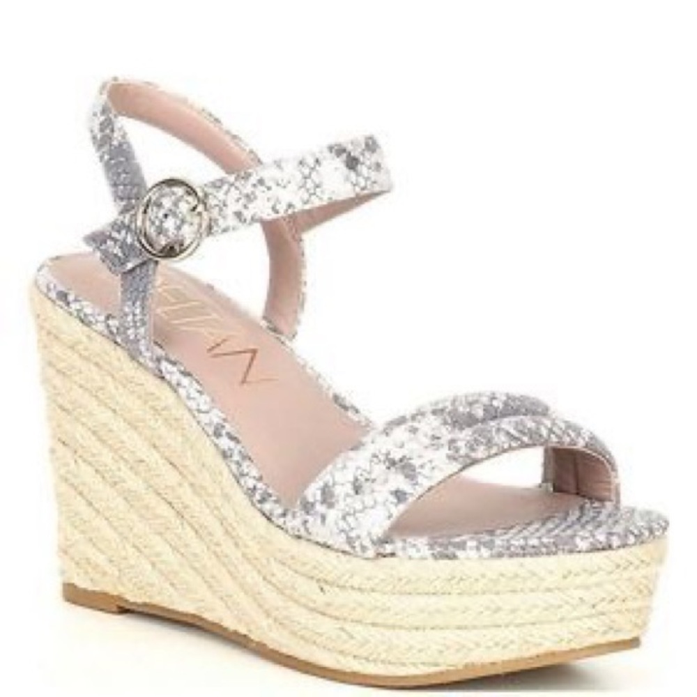 Deltan Snakeskin Espadrille Wedge Sandals Size 9.5 EUC